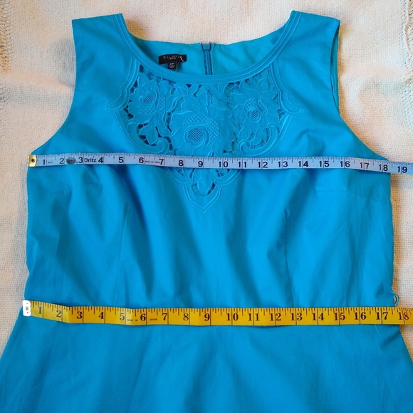 Talbots Embroidered Sateen Fit-and-Flare Dress - Picture 11 of 14